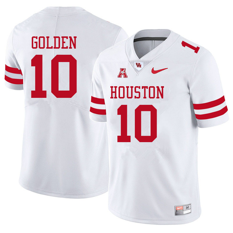 Men #10 Matthew Golden Houston Cougars College Football Jerseys Sale-White - Click Image to Close